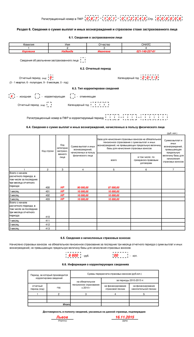 Новая форма РСВ 1 за 2015 год