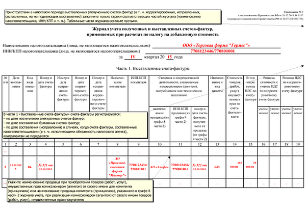 Журнал учета счетов. Журнал полученных счетов фактур.