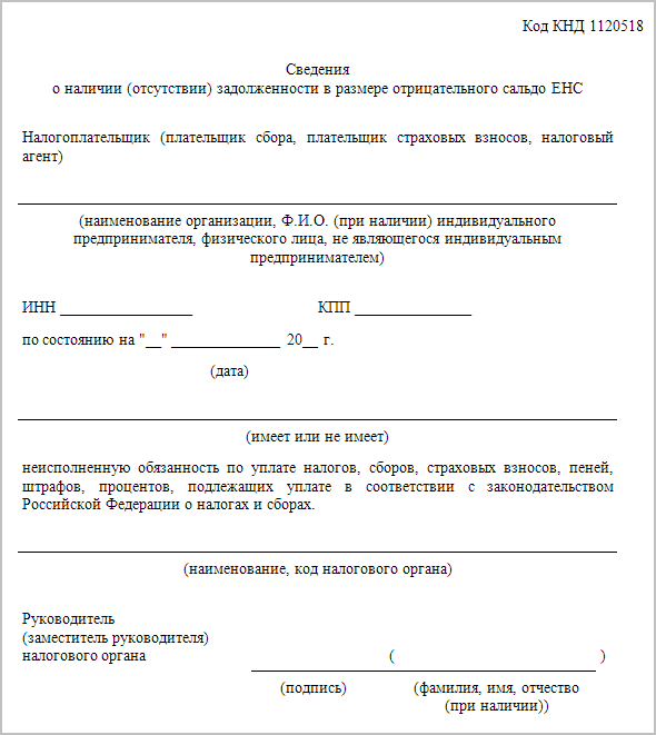 Справка об отсутствии задолженности по налогам: образец 2025 года